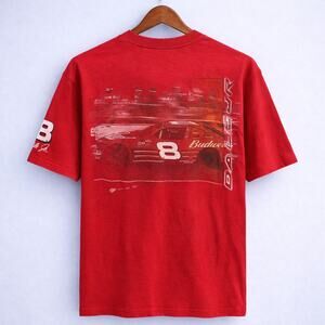 Vintage Budweiser Dale Earnhardt Jr. Red Graphic NASCAR Tee Shirt T-Shirt L